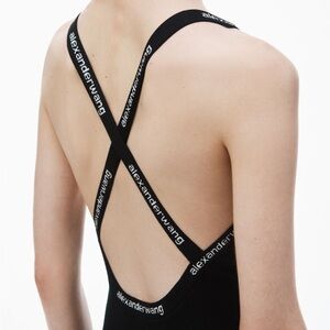 NWOT Alexander Wang Bodycon Logo Ribbed knit Tank Dress Jacquard Trim